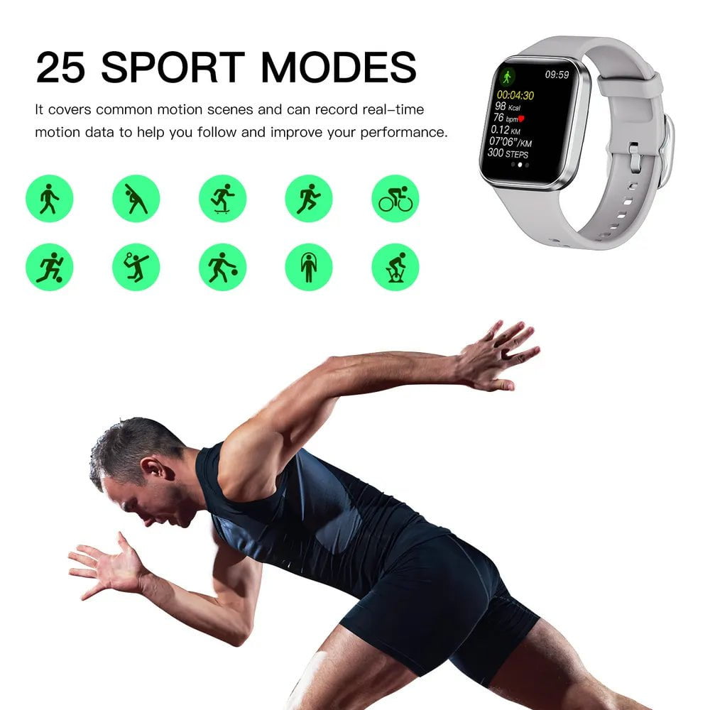 Smart Band Watch: Women and Men Smartwatch, Blood Oxygen, Heart Rate, Waterproof, Connected Fitness Tracker Bracelet