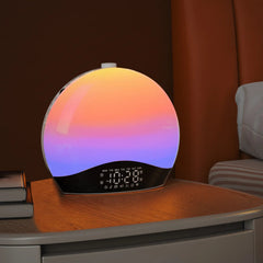 Smart wake-up light alarm clock: sunrise/sunset simulation, FM radio, snooze, LED night light US Plug