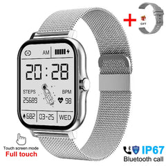 Smart Watch 2023: Men and Women Fitness Bluetooth Call Connected Watches, Waterproof, Smartwatch for Android & iOS - Reloje Inteligente Mesh belt Silver