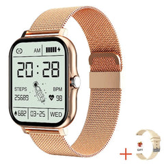 Smart Watch 2023: Men and Women Fitness Bluetooth Call Connected Watches, Waterproof, Smartwatch for Android & iOS - Reloje Inteligente Mesh Rose Gold