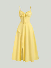 Smocked Back Slit Cami Dress Yellow / XS
