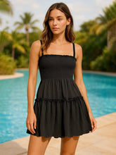 Smocked Frill Cami Mini Dress Black / S