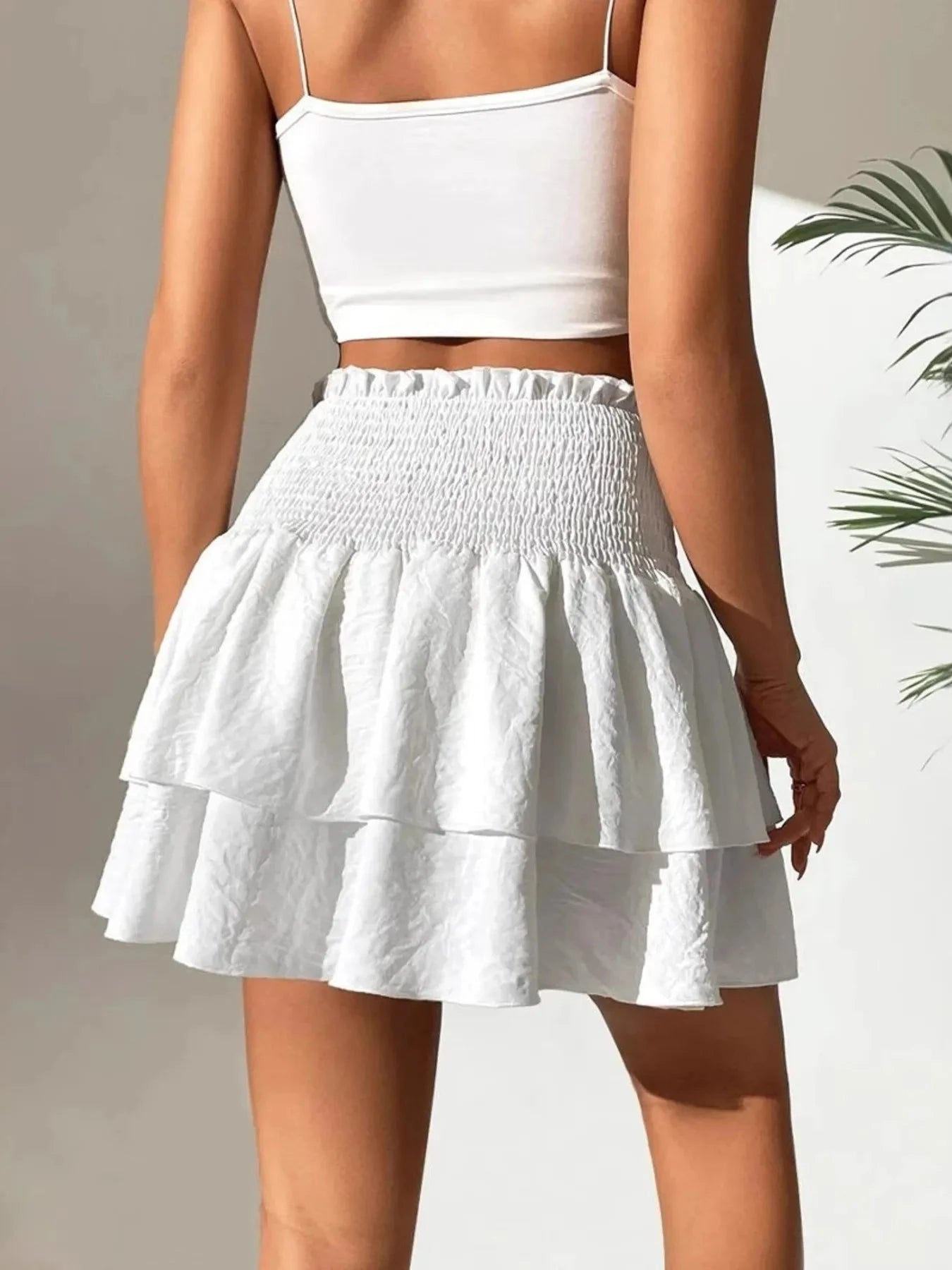 Smocked Layered Mini Skirt