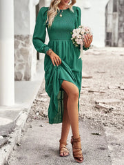 Smocked Long Sleeve Tiered Dress