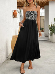 Smocked Midi Cami Dress with Pockets Black / S