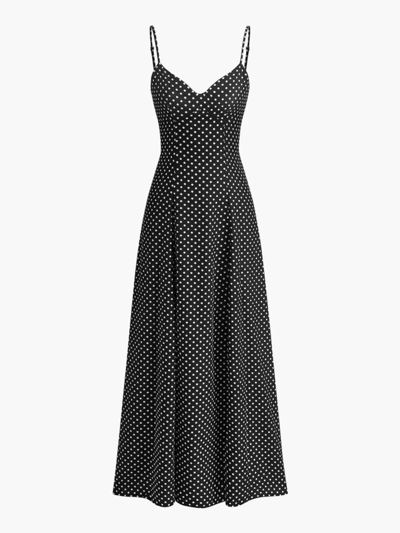 Smocked Polka Dot Cami Dress Black / S