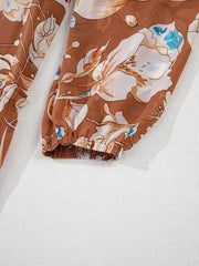 Smocked Printed Long Sleeve Tiered Dress