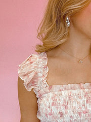 Smocked Ruffle Layered Floral Midi Dress