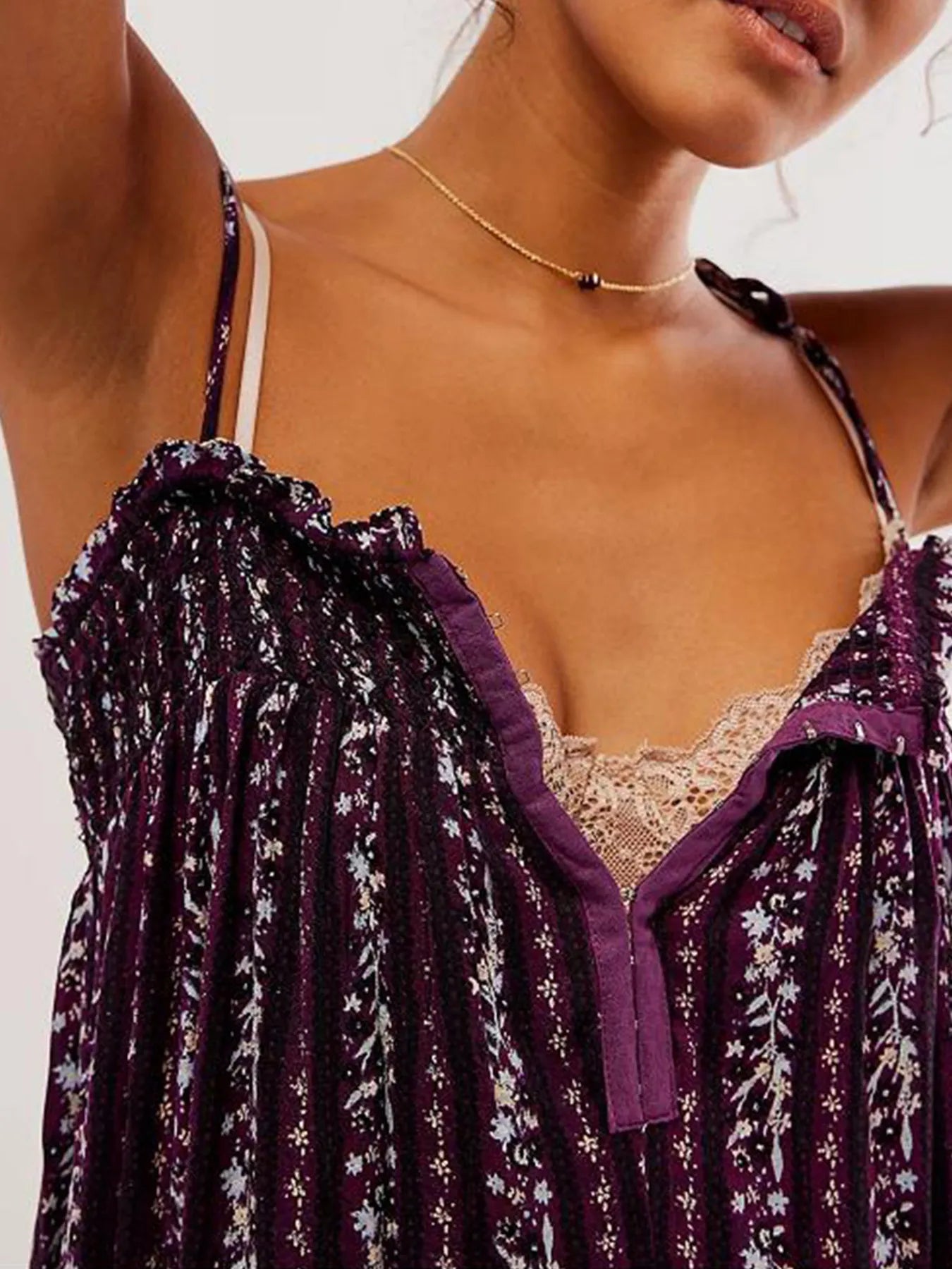 Smocked Tie Shoulder Jumpsuit