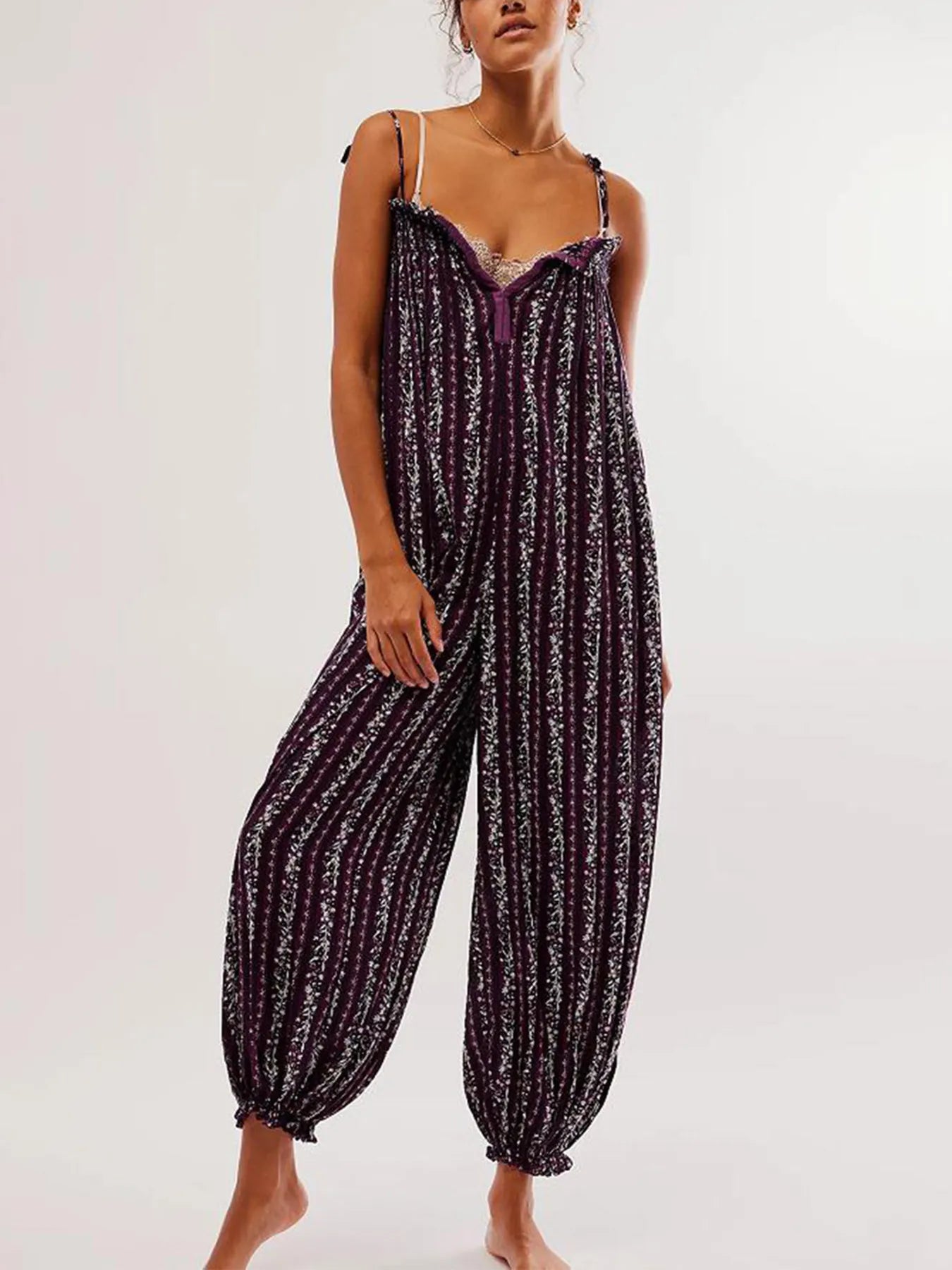 Smocked Tie Shoulder Jumpsuit Black / S