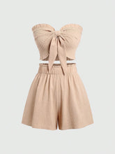 Smocked Top and Shorts Set Khaki / XS