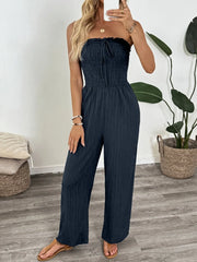 Smocked Tube Wide Leg Jumpsuit