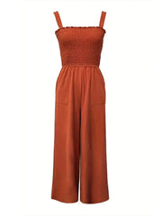 Smocked Wide Leg Jumpsuit