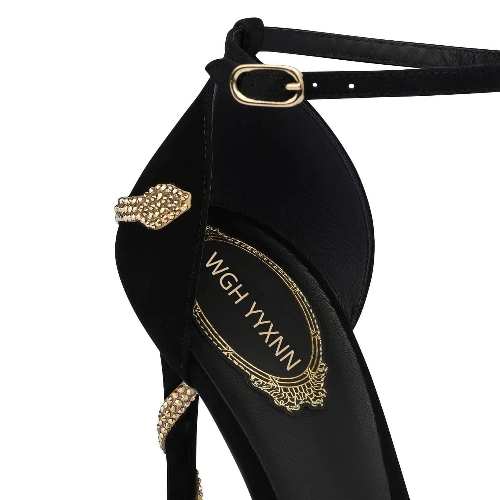 Snake Strapped Oval Toe Thin Heels
