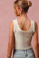 SO ME Chevron Pattern Buttoned Front Lightweight Tank Top