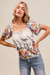 SO ME Floral Embroidered Two Way Off The Shoulder Blouse