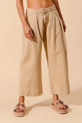 SO ME Mid Rise Wide Leg Chino Pants With Pockets OATMEAL / S