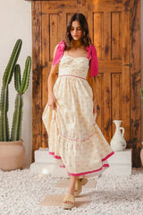 SO ME Ribbon Flowy Maxi Dress with Contrast Trim