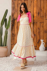 SO ME Ribbon Flowy Maxi Dress with Contrast Trim
