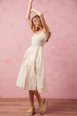 SO ME Smocked Sleeveless Casual Everyday Dress With Slit