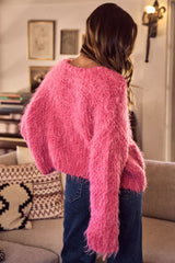 SO ME Soft Touch Hairy Loose Fit Cozy Sweater Cardigan