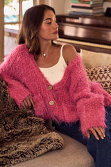 SO ME Soft Touch Hairy Loose Fit Cozy Sweater Cardigan