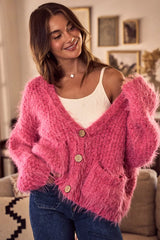 SO ME Soft Touch Hairy Loose Fit Cozy Sweater Cardigan