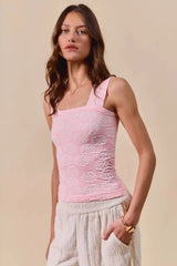 SO ME Two Tone Floral Seamless Tank Top