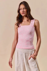 SO ME Two Tone Floral Seamless Tank Top