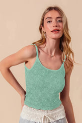 SO ME Two Tone Floral Seamless Tank Top 2TONE JADE / S