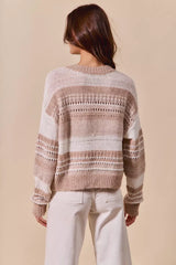 SO ME Variegated Stripe Textured Loose Fit Sweater