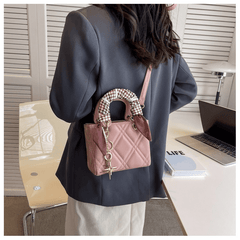 Soft Faux Leather Cannage Quilted Handbag
