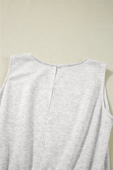 Solid Color Crew Neck Drawstring High Waist Sleeveless Jumpsuit