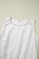 Solid Color Crew Neck Drawstring High Waist Sleeveless Jumpsuit