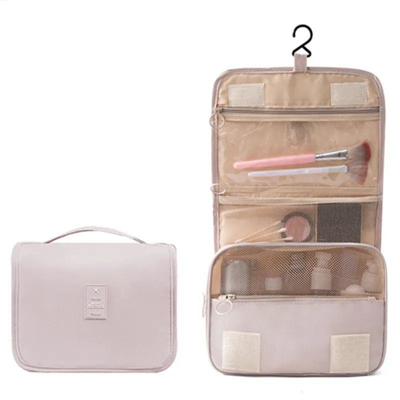 Solid Color Foldable Korean Toiletry Make Up Bag - Travel-Friendly, Waterproof, Large Capacity