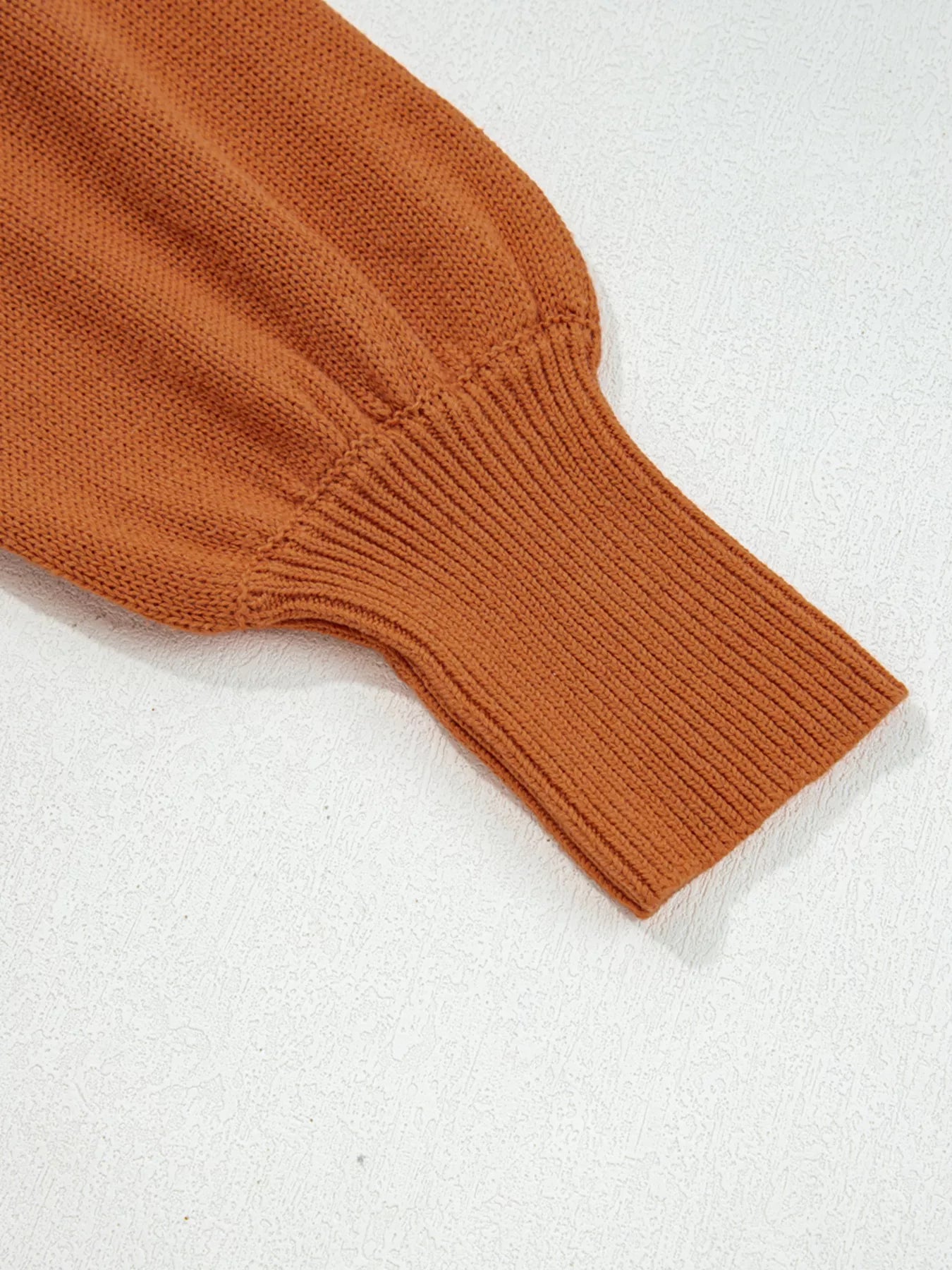 Solid Color Ribbed Trim Drop Shoulder Sweater