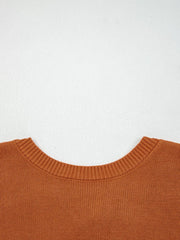Solid Color Ribbed Trim Drop Shoulder Sweater