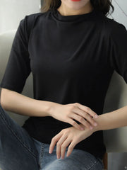Solid Color Short Sleeve T-Shirt Black / M