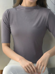 Solid Color Short Sleeve T-Shirt Gray / M