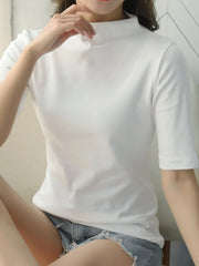 Solid Color Short Sleeve T-Shirt White / M