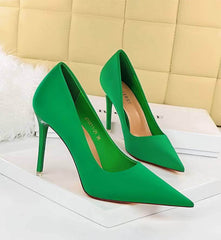 Solid Color Suede Pointed Toe Court Pumps