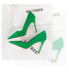 Solid Color Suede Pointed Toe Court Pumps