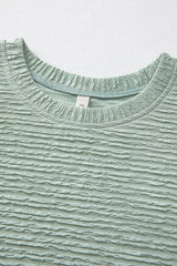 Solid Color Textured Crinkle Short Sleeve T Shirt Dress