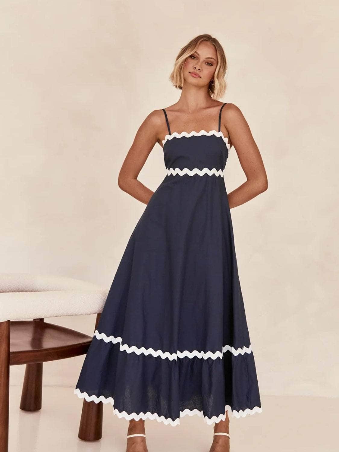 Spaghetti Strap Maxi Dress Navy / S
