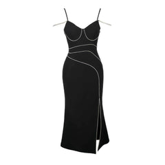 Spaghetti Strap Rhinestone Embellished Maxi Dress