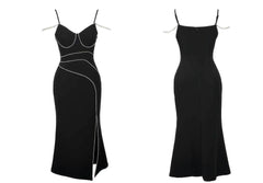 Spaghetti Strap Rhinestone Embellished Maxi Dress