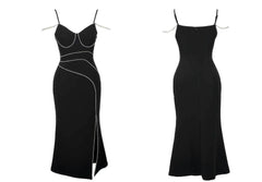 Spaghetti Strap Rhinestone Embellished Maxi Dress