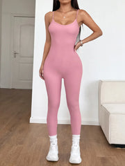 Spaghetti Strap Scoop Neck Bodycon Jumpsuit