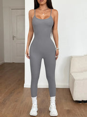 Spaghetti Strap Scoop Neck Bodycon Jumpsuit