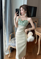 Spaghetti Straps Bustier Pleated Bandeau Dress